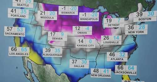Extreme cold weather forecast for U.S.