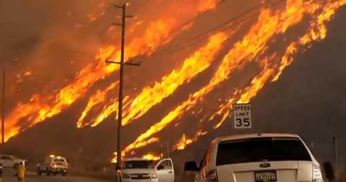 New wildfire explodes in size north of Los Angeles