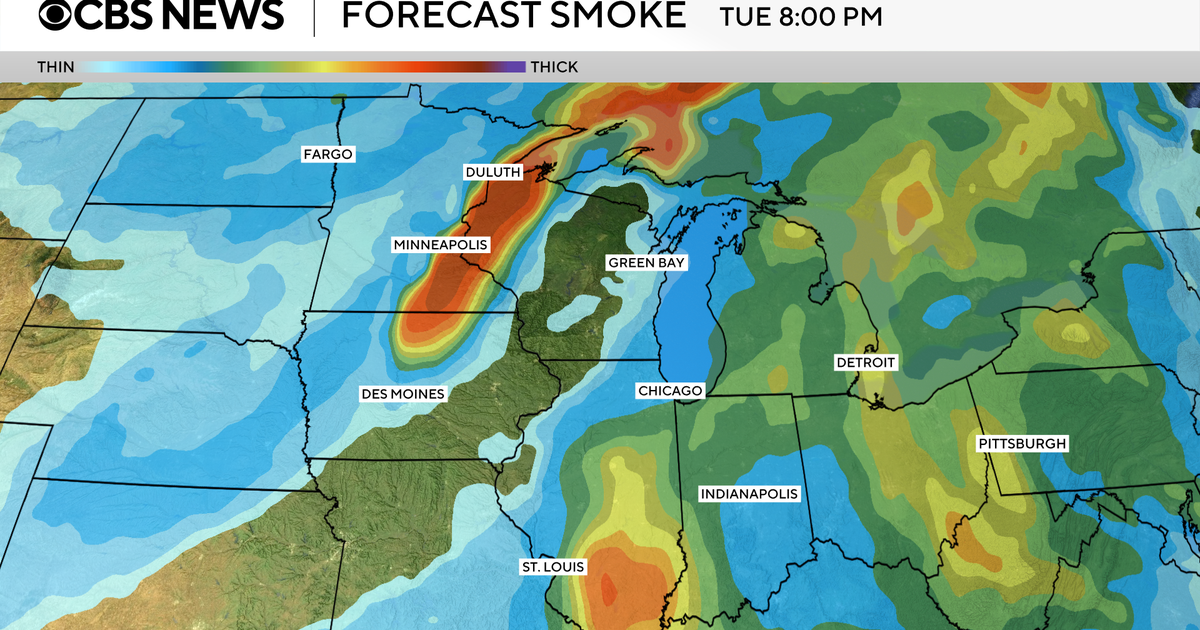 Maps show U.S. air quality and Canada wildfire smoke forecast