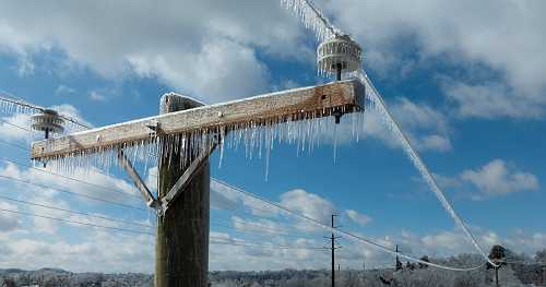 Ice from winter storm causes damage to power lines in southern U.S.