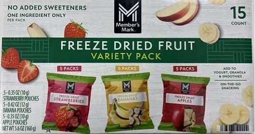 Freeze dried fruit sold at Sam