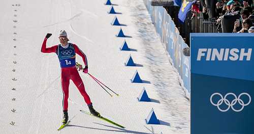 Norwegian cross-country skiier Johannes Klaebo wins 9th gold medal, setting a Winter Olympics record