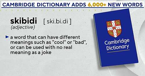 Internet slang like "skibidi" and "delulu" added to Cambridge Dictionary