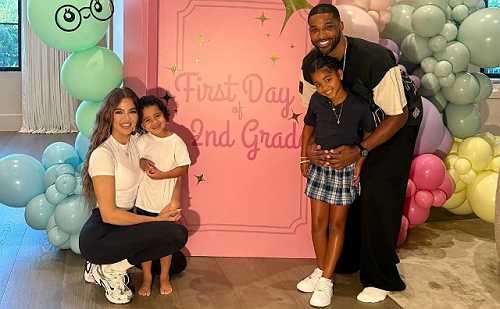 KHLOÉ KARDASHIAN AND TRISTAN THOMPSON CELEBRATE DAUGHTER TRUE STARTING SECOND GRADE