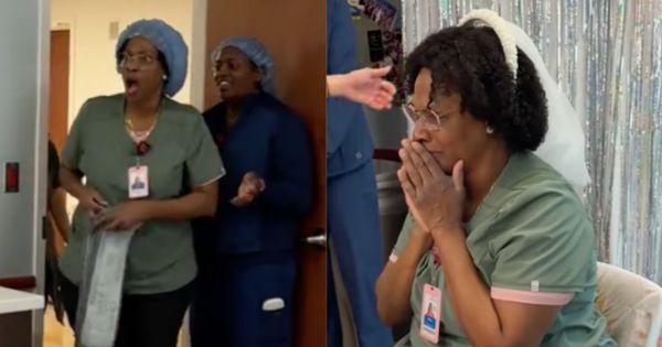 62-Year-Old Black Hospital Housekeeper Surprised by Coworkers with Bridal Shower