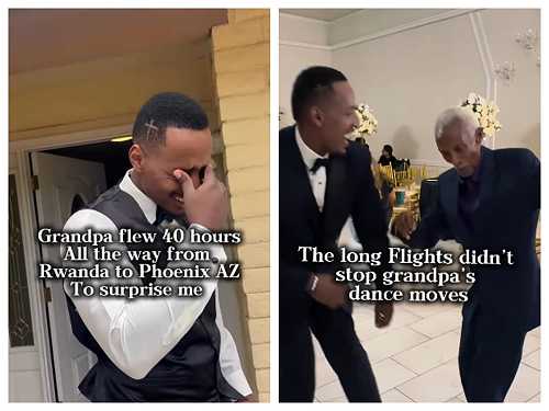 Groom reveals how his 93-year-old grandfather flew 40 hours to surprise him at his wedding - Face2Face Africa