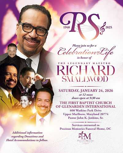 Richard Smallwood, gospel icon, to be honored at Jan. 24 celebration of life