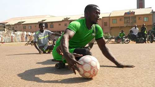 What happens if you mix football and skateboarding?