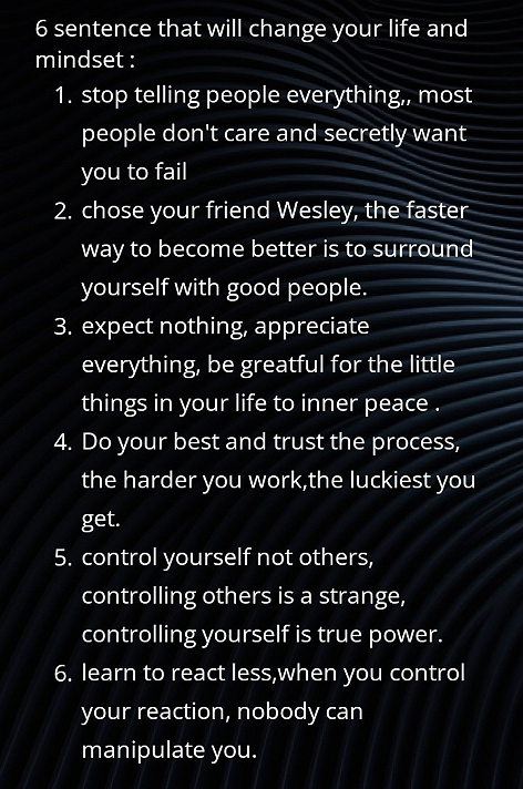 6 sentence that will change your life and mindset..