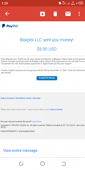 Thank you Blaqsbi I receive the reward in my PayPal account. Thank you again.