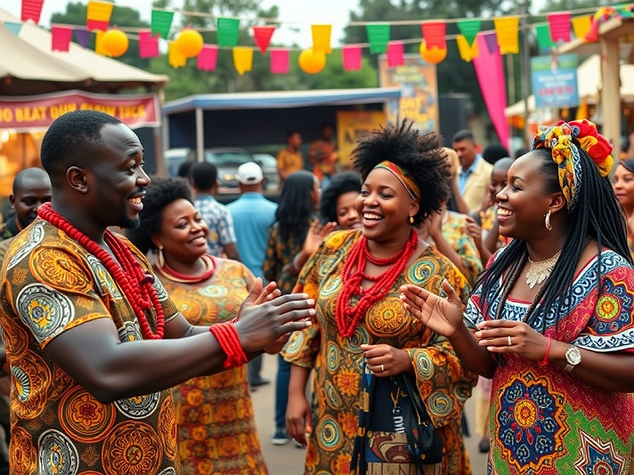 The image beautifully captures a vibrant scene that symbolizes unity, joy, and cultural heritage...