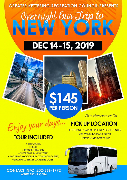 B&K Overnight New York Shopping Trip $145 - December 14, 2019