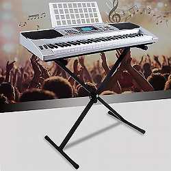 Silver 61 Key Music Digital Electronic Keyboard Electric Piano Organ with Stand